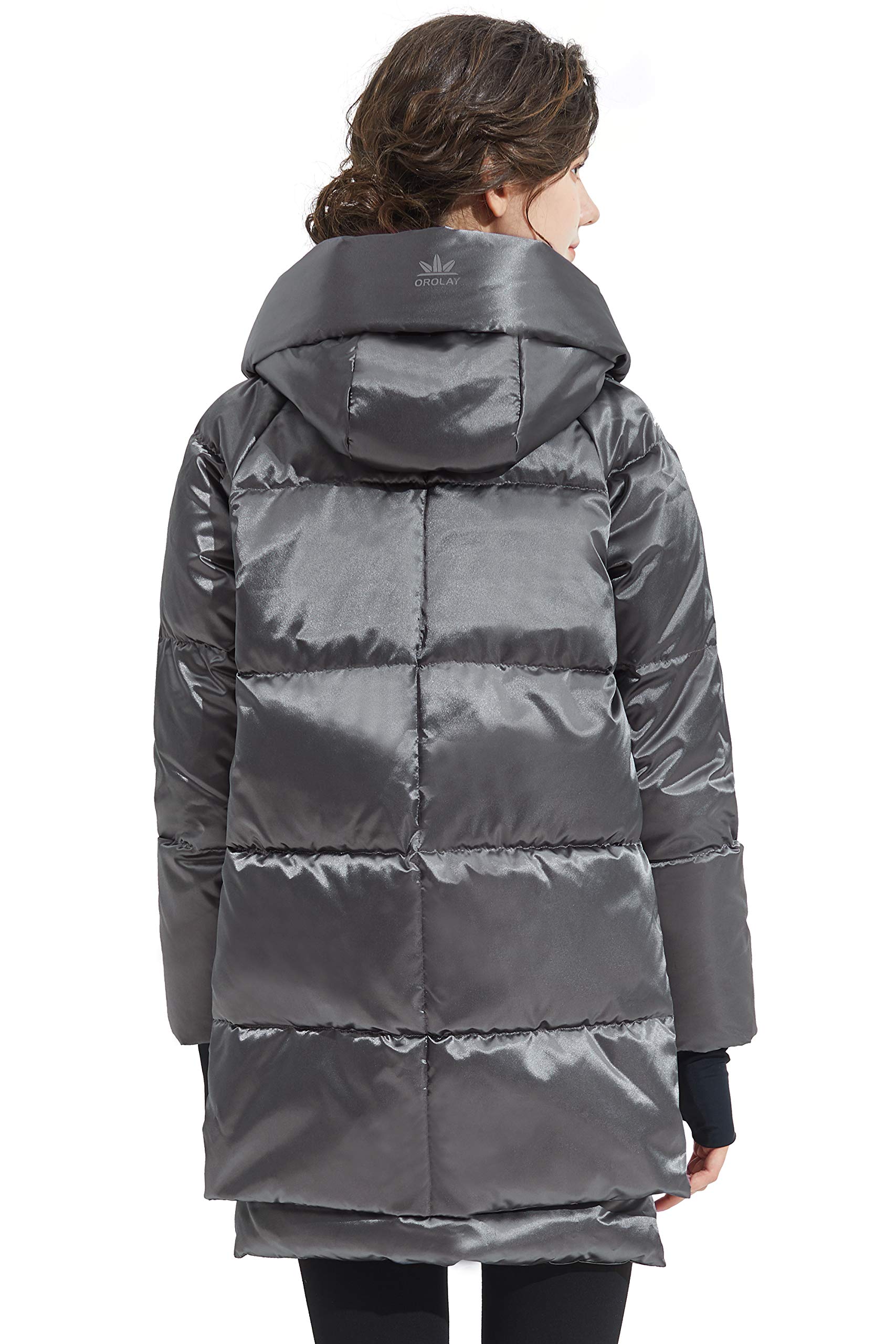 Orolay Women's Thickened Down Jacket Hooded Darkgray M