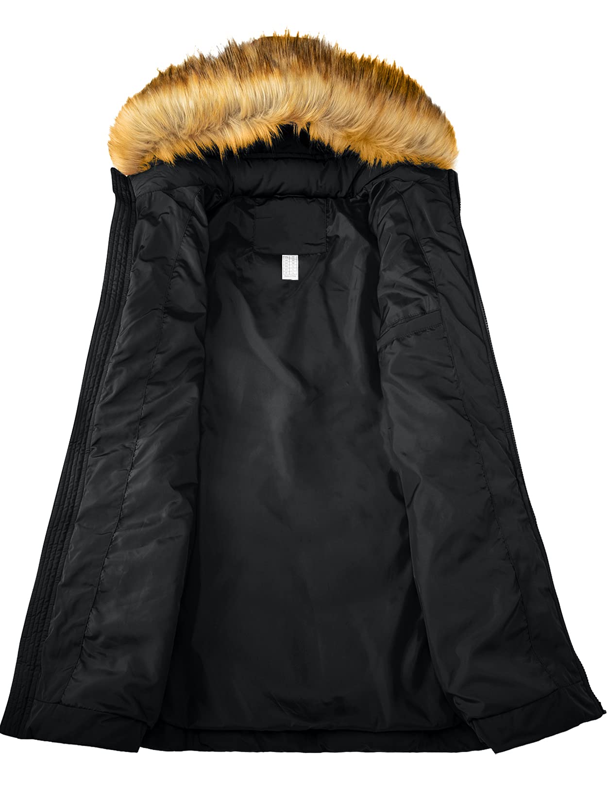 Szory Women's Down Jacket Winter Long Puffer Parka Coat with Removable Fur Hood (Black,Medium)