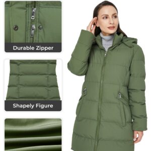 WenVen Women's Winter Long Parka Coat Thicken Outwear Puffer Full-Zip Jacket (Army green,L)