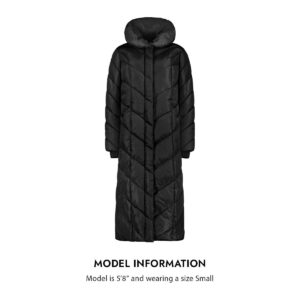 Steve Madden womens Long Chevron Maxi Puffer down alternative outerwear coats, Black, Large US