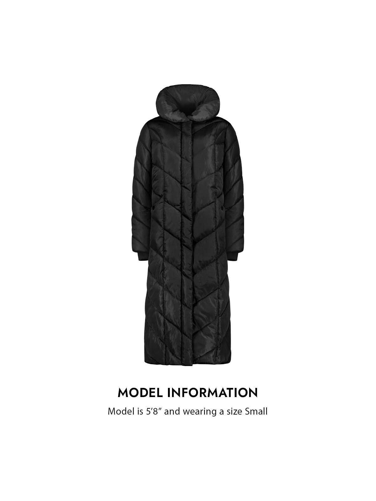 Steve Madden womens Long Chevron Maxi Puffer down alternative outerwear coats, Black, Large US