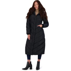 Steve Madden womens Long Chevron Maxi Puffer down alternative outerwear coats, Black, Large US