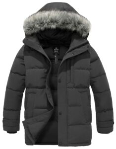 wantdo men's waterproof winter jacket warm coats puffy coats (dark gray, x-large)