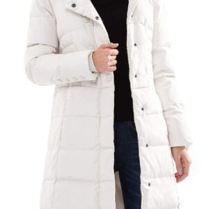 Obosoyo Women's Hooded Thickened Long Down Jacket Maxi Down Parka Puffer Coat (White, S)