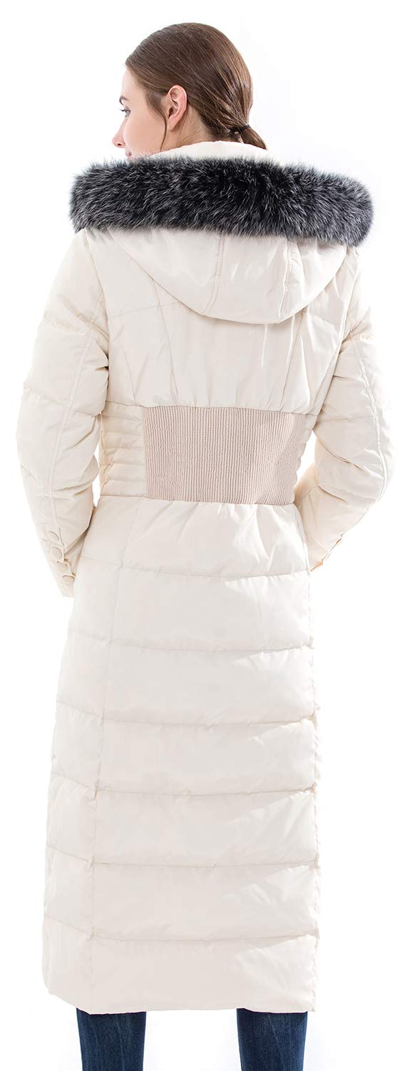 Obosoyo Women's Hooded Thickened Long Down Jacket Maxi Down Parka Puffer Coat (White, S)