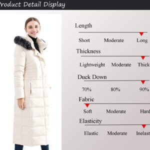 Obosoyo Women's Hooded Thickened Long Down Jacket Maxi Down Parka Puffer Coat (White, S)