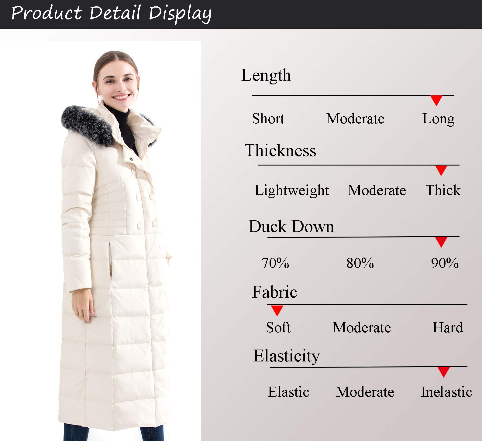 Obosoyo Women's Hooded Thickened Long Down Jacket Maxi Down Parka Puffer Coat (White, S)