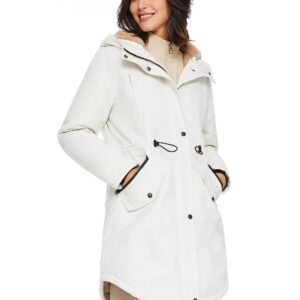 Orolay Women's Thicken Fleece Lined Parka Winter Coat Hooded Jacket with Pockets Beige M