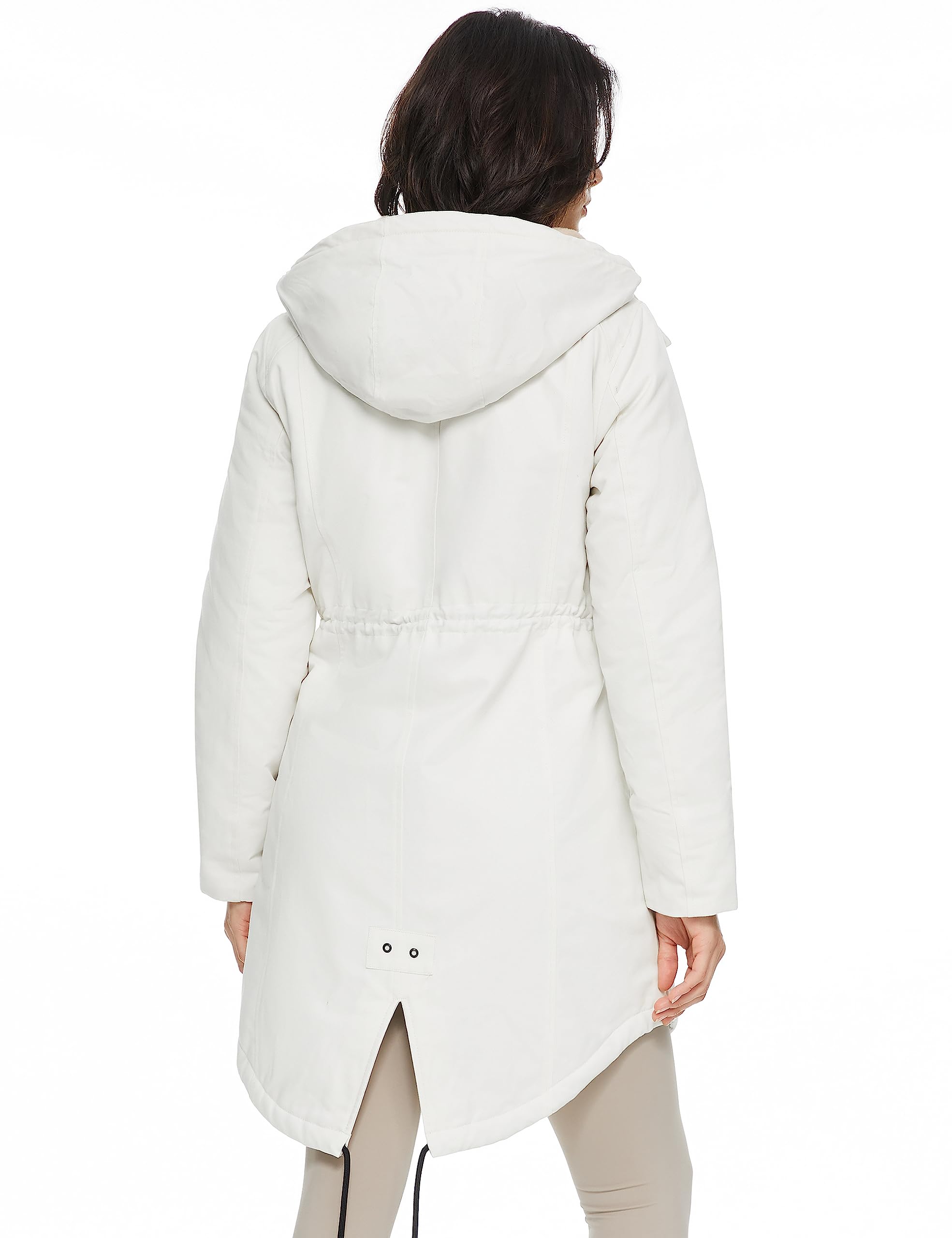 Orolay Women's Thicken Fleece Lined Parka Winter Coat Hooded Jacket with Pockets Beige M