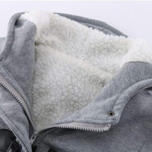 JiangWu Womens Fashion Horn Button Fleece Thicken Coat with Hood Winter Warm Jacket (Medium, Light-gray)