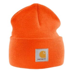 carhartt - acrylic mens watch cap - bright orange, branded beanie ski hat