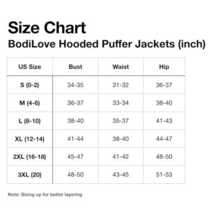 BodiLove Women's Winter Quilted Puffer Short Coat Jacket with Removable Faux Fur Hood and Zipper Burgundy L