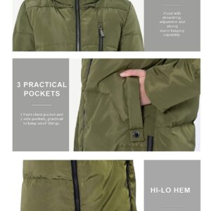 Orolay Women's Stylish Down Hooded Jacket with Two-Way Zipper Winter Down Coat Puffer Jacket Army Green M