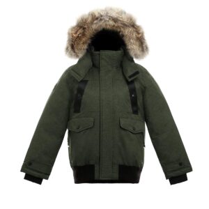triple f.a.t. goose saga collection | norden boys hooded goose down jacket parka with real coyote fur (12/14, olive)