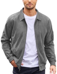 coofandy men's faux leather jacket outdoor casual lapel collar long sleeve jacket