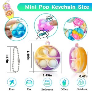 ONKULL Pop Fidget Keychain It Mini Fidget Toys Bulk 30 Pack Party Favors for Kids 4-8,8-12 Year Boys Girls Push Pops Bulk Toys Its Small Prizes for Kids Classroom Birthday Party Favors Bubble Poppers