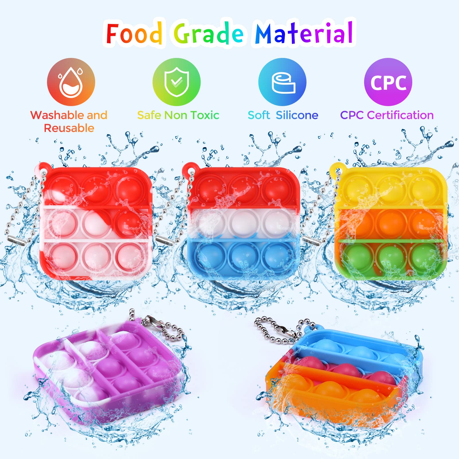 Kids Party Favors Fidget Toys Bulk 30 Pack Mini Pop Fidget Keychain Its Birthday Party Favors for Kids 4-8,8-12 Year Small Kid Classroom Prizes Fidgets It Bubbles Poppers Students Goodie Bag Stuffers