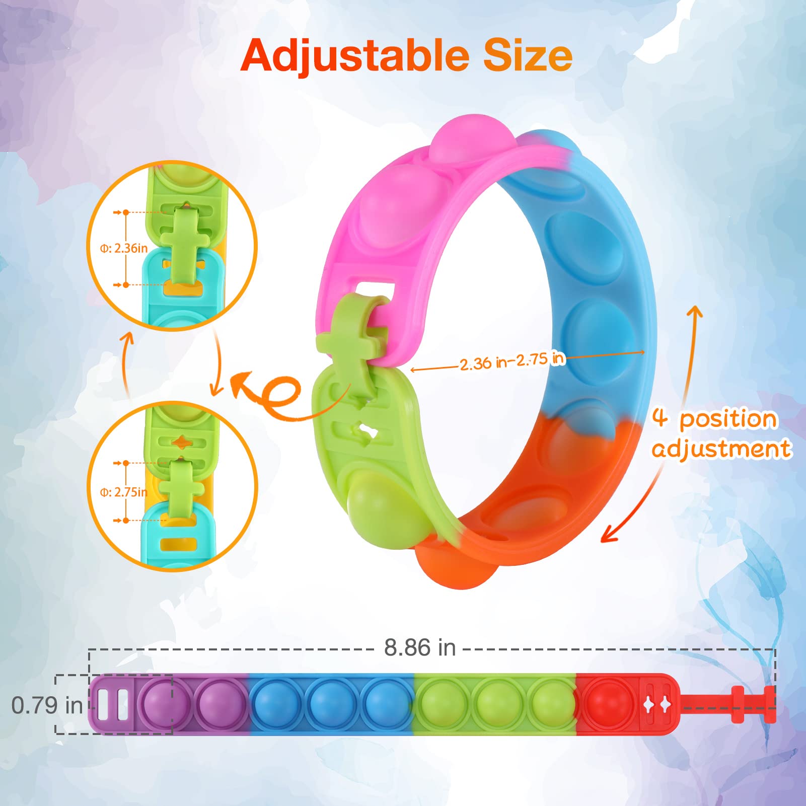 Kids Party Favors Pop Fidget Toys Bulk Its 24 Packs Fidget Bracelet It Birthday Party Favors for Kids Goodie Bags Stuffers Classroom Prizes Bubble Poppers Toddlers Toy for Students Girls Boys Cheap