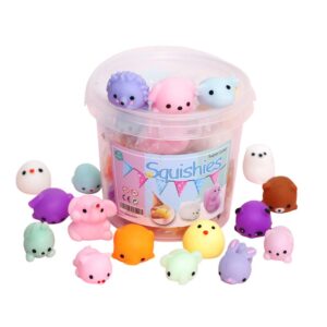 kingyao squishies squishy toy 24pcs party favors for kids mochi squishy toy moji kids mini kawaii squishies mochi stress reliever anxiety toys easter basket stuffers fillers with storage box