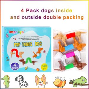 Dog pop tubes,Toy Dog,Animal pop Tubes,Robot dog,Fidget Toys for Kids,Sensory Toys for Kids 5-7,Dog Party Favors,small toys,dog toys for kids,sensory tubes,autism sensory products（4 Pack Dog）