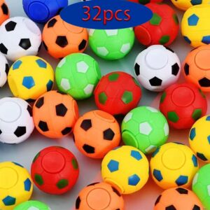 32 PCS Mini Fidget Spinners Soccer Ball Toys for Kids, Soccer Party Favors Goodie Bag Stuffers, Rotatable Soccer Finger Stress Balls for Classroom Prizes