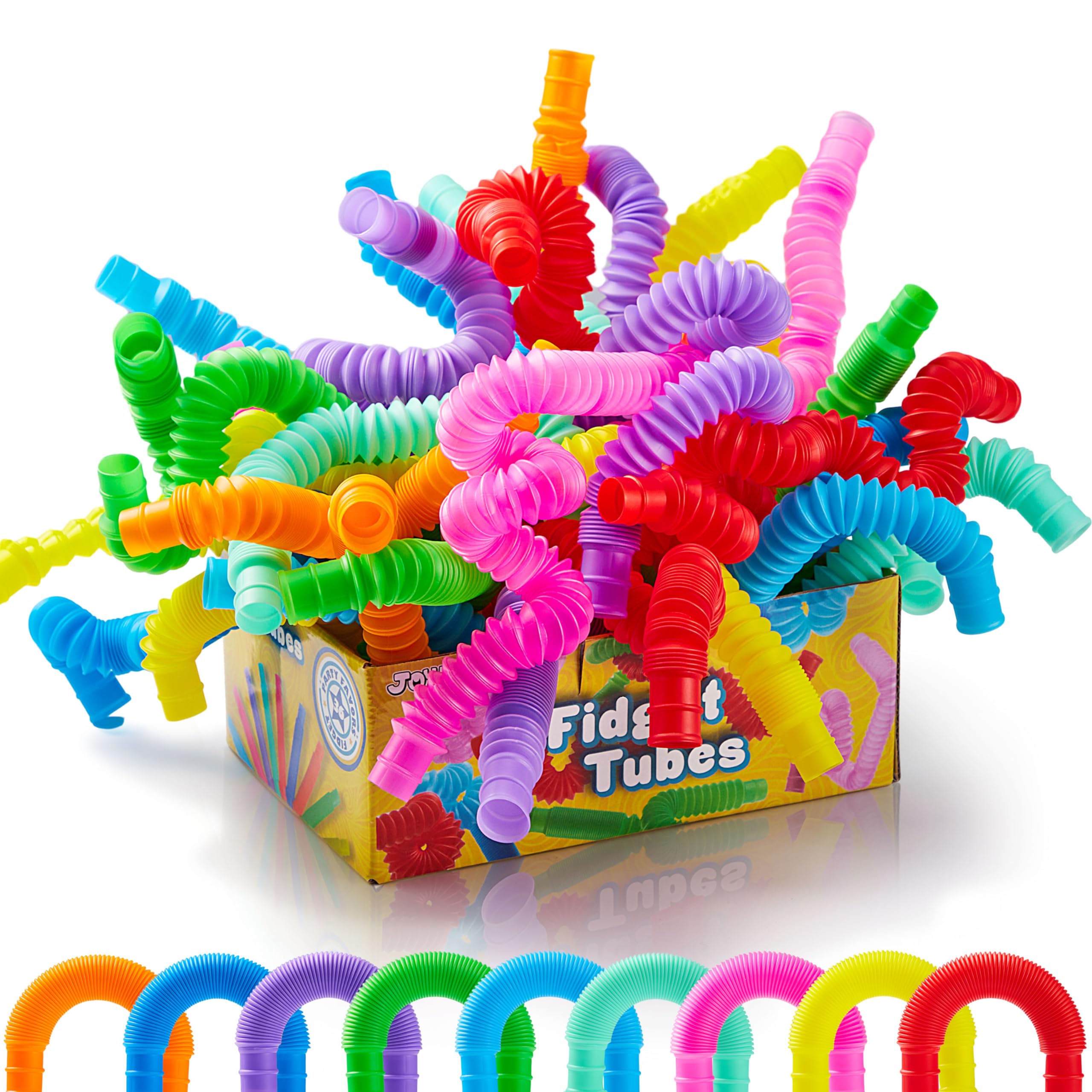 JOYIN 18 Pack Pop Tubes, Fidget Tubes Party Favors - 9 Colors, s, Connectable and Extendable for Stress Relief - Perfect for Party, Classroom Exchange, School Reward