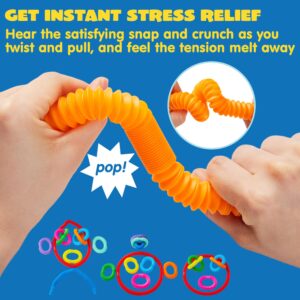 JOYIN 18 Pack Pop Tubes, Fidget Tubes Party Favors - 9 Colors, s, Connectable and Extendable for Stress Relief - Perfect for Party, Classroom Exchange, School Reward