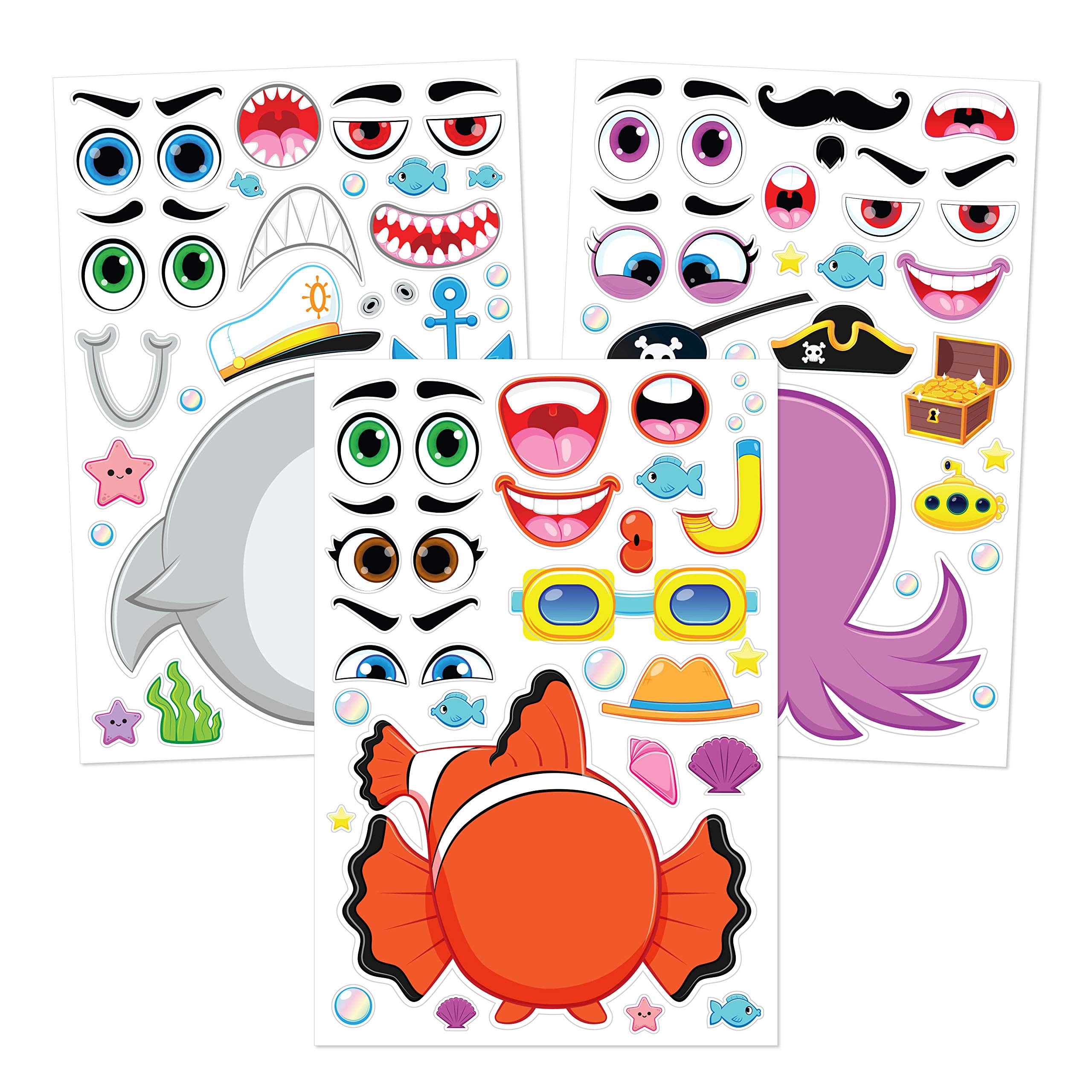 JOYIN 36 PCS 9"x6" Make a face Stickers for Kids, Make Your Own Animal Mix and Match Sticker Sheets with Safaris, Sea and Fantasy Animals Kids Crafts Party Favors Goodie Bags Stuffers for Kids