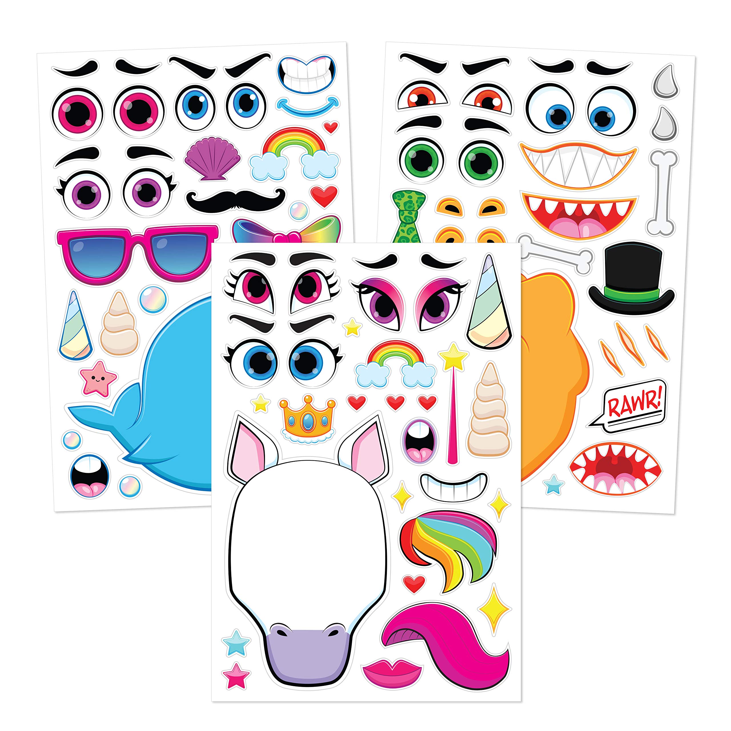 JOYIN 36 PCS 9"x6" Make a face Stickers for Kids, Make Your Own Animal Mix and Match Sticker Sheets with Safaris, Sea and Fantasy Animals Kids Crafts Party Favors Goodie Bags Stuffers for Kids