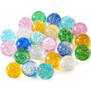 Ayfjovs 24PCS Glitter Bouncy Balls for Kids Party Favors, 32mm 6 Colors Rubber Bounce Balls Bulk, Easter Bag Filling, Easter Basket Stuffers