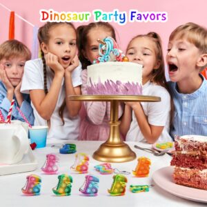 Dinosaur Party Favors 30 Pack Fidget Toys Bulk Dinosaur Keychains Dino Party Favors for Kids 4-8 Children Mini Supplies It Toddler Small Birthday Decorations Pop Fidgets Its for Boys Girls