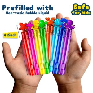 VKTEN 32Pcs Sea Mini Bubble Wands Assortment 8 Styles 8 Colors Bubble Party Favors for Kids, Bubbles for Kids, Themed Birthday Party Favors, Classroom Prizes Summer Outdoor Gifts for Girls Boys