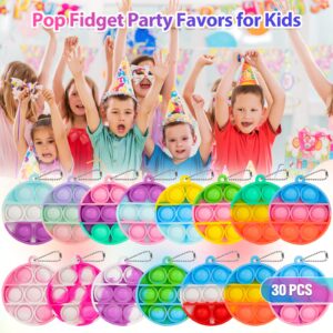 Pop Fidget Toys Bulk Its Party Favors for Kids 4-8 8-12 30 PCS Mini Pop Keychain It Sensory Fidget Toy Pack Fidgets for Classroom Prizes Birthday Goodie Bag Stuffers for Kids End of Year Student Gifts