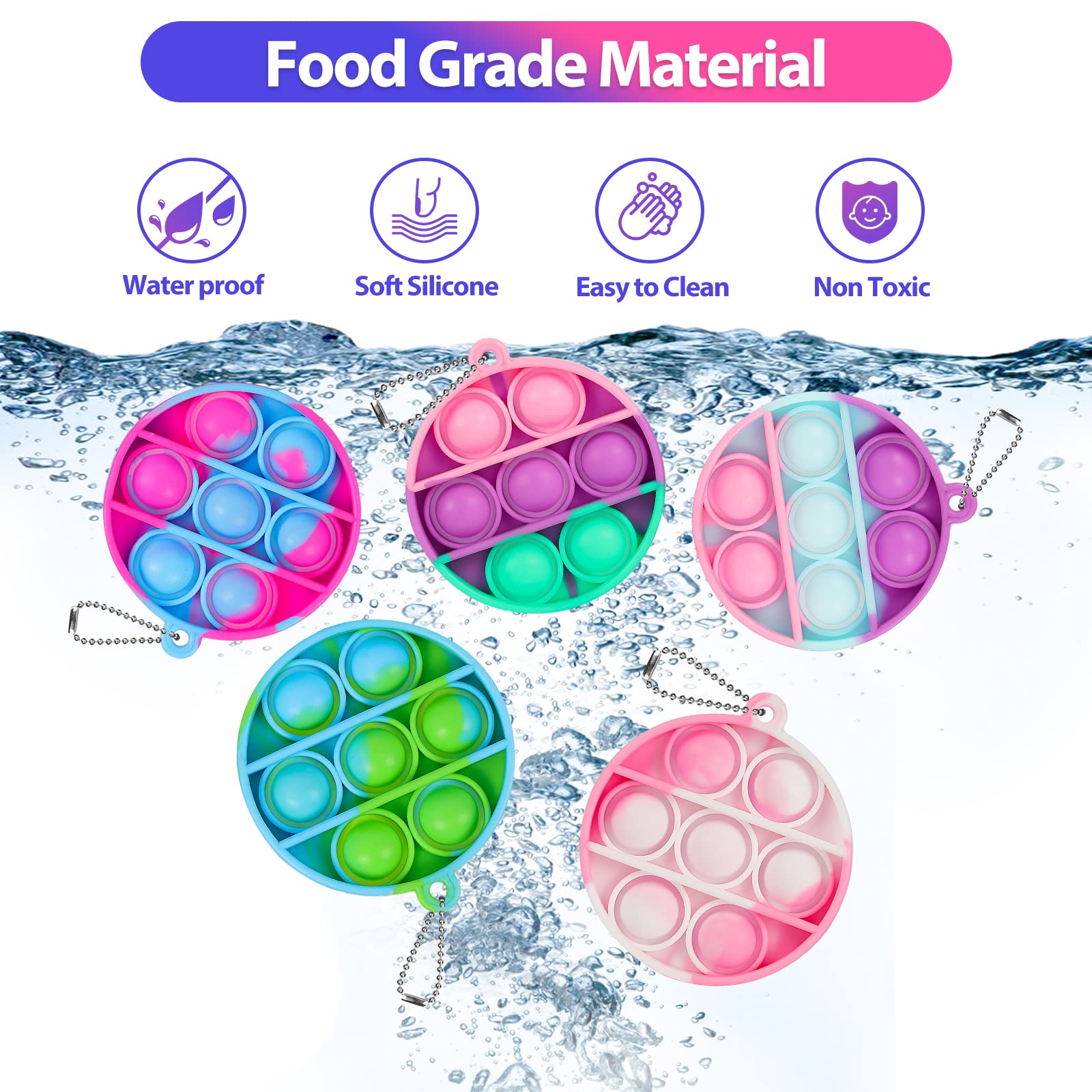 Pop Fidget Toys Bulk Its Party Favors for Kids 4-8 8-12 30 PCS Mini Pop Keychain It Sensory Fidget Toy Pack Fidgets for Classroom Prizes Birthday Goodie Bag Stuffers for Kids End of Year Student Gifts