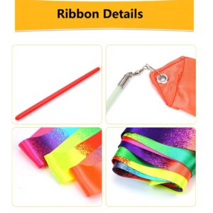 dervea 20 Pack Ribbon Dancing Wands Party Favors for Kids, Rainbow Birthday Decorations, Princess Party Supplies, Girls Party Games, Gymnastics Goody Bag Stuffers (Rainbow)