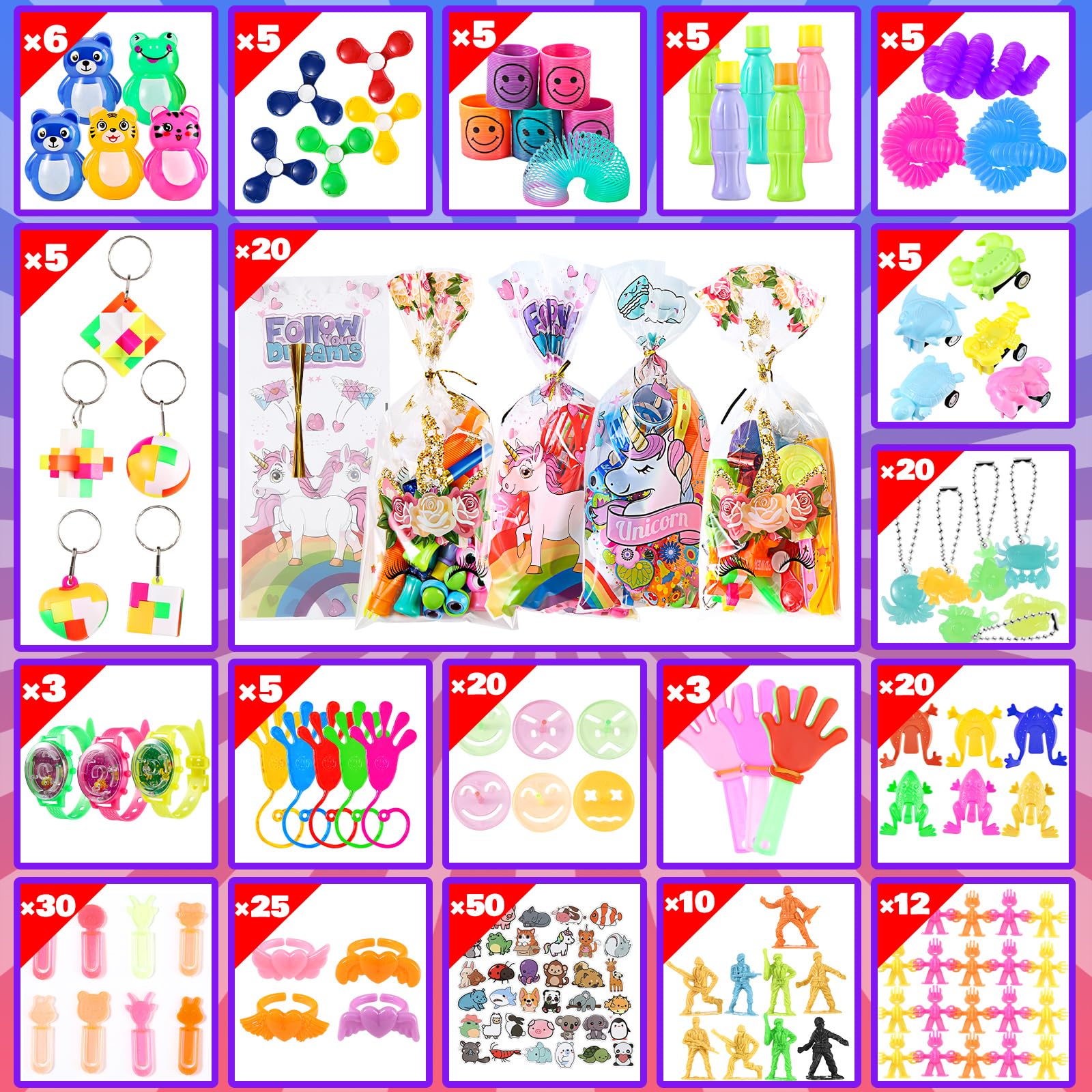 369PCS Party Favors for Kids 4-8 8-12, Classroom Treasure Box Bulk Prizes Reward, Goodie Bag/Stocking Stuffers for Carnival Birthday Gifts, Pinata Fillers, Autism Sensory Toys