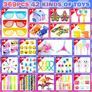 369PCS Party Favors for Kids 4-8 8-12, Classroom Treasure Box Bulk Prizes Reward, Goodie Bag/Stocking Stuffers for Carnival Birthday Gifts, Pinata Fillers, Autism Sensory Toys