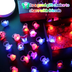 NEEW 50 Pcs LED Light Up Ring Bulk Toys, Glow in The Dark Party Supplies, Party Favors for Adults Kids Pinata Filler Goody Bag Stuffers Random Patterns