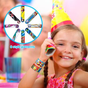 Birthday Party Supplies,78Pcs Party Favors,Include 10 Silicone Wristbands,10 Button Pins,8 Key Chains,10 Masks,10 Gift Boxes and 30 Stickers for Kids,Best For Fill Up the Goodie Bags for Themed Party