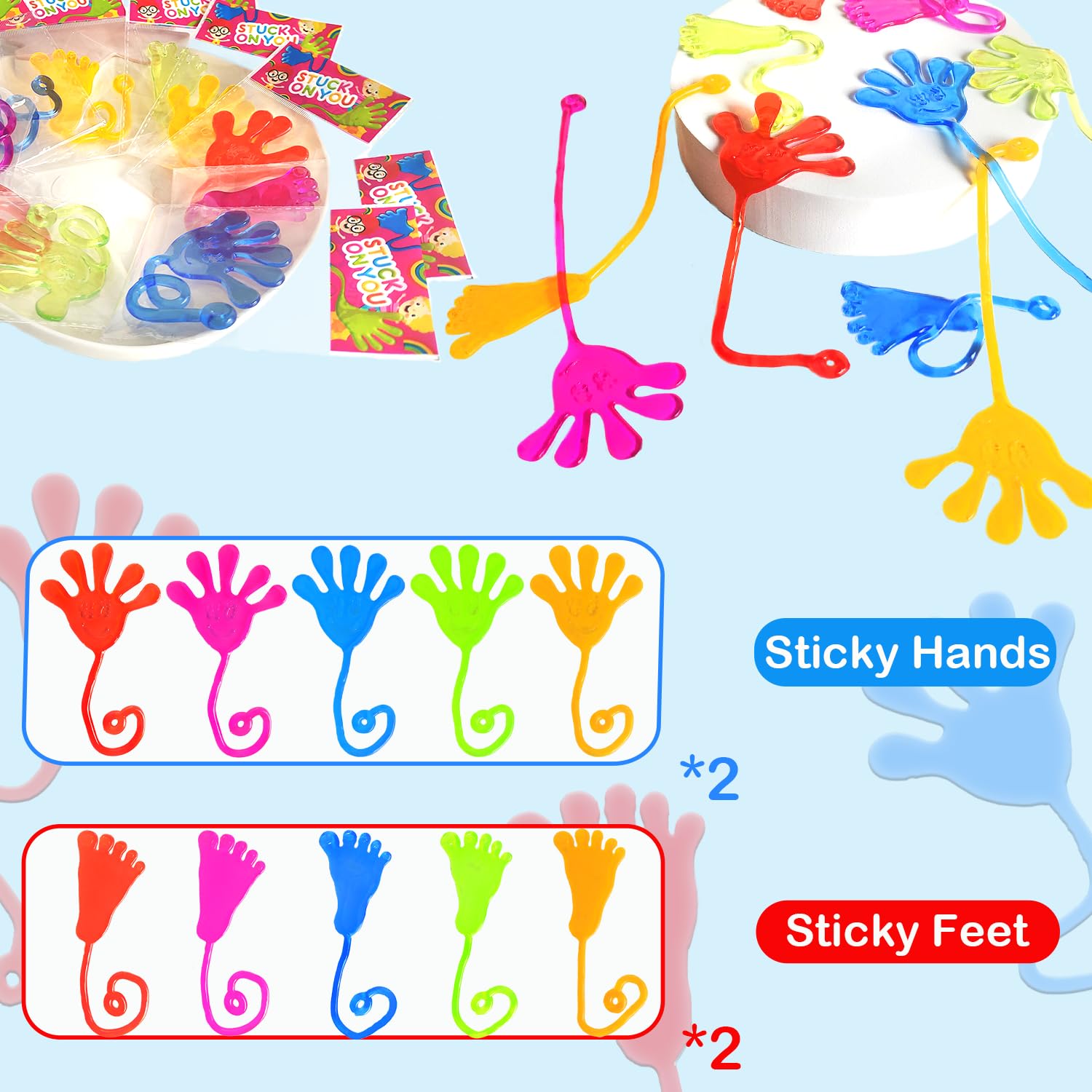 Leetous Sticky Hands & Feet Party Favors for Kids (20 PCS), Goodie Bags Stuffers Fillers for Boys Girls, Preschool Kindergarten Graduation End of the Year School Classroom Students Prizes Toys Gifts