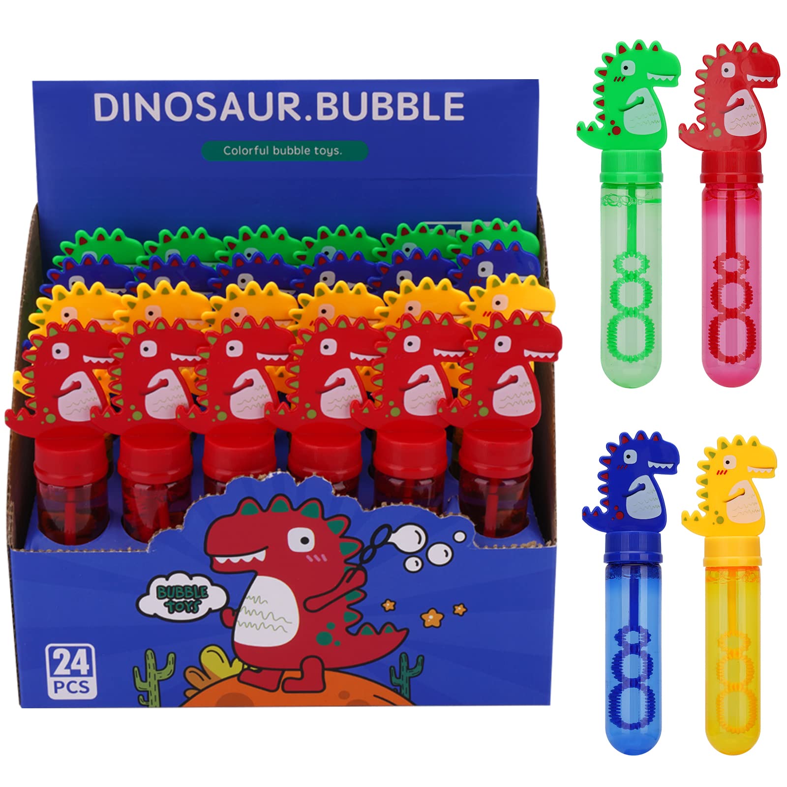 Dinosaur Bubble Wands for Kids Dinosaur Themed Party Favors Goodie Bags Filler Tyrannosaurus Rex Bubble Blowing Toys 24PCS