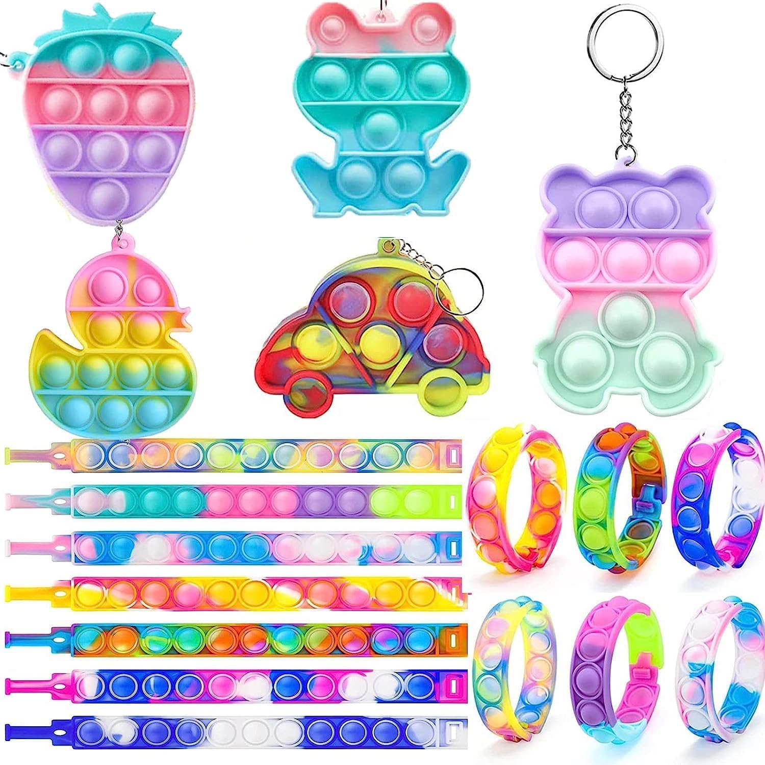 64 Pcs Pop Party Favors for Kids, Premium Pop Fidget Toys, Treasure Box Toys, Goodie Bag Fillers, Pinata Stuffers, Treasure Chest, Carnival Prizes, Prize Box Toys for Kids Classroom