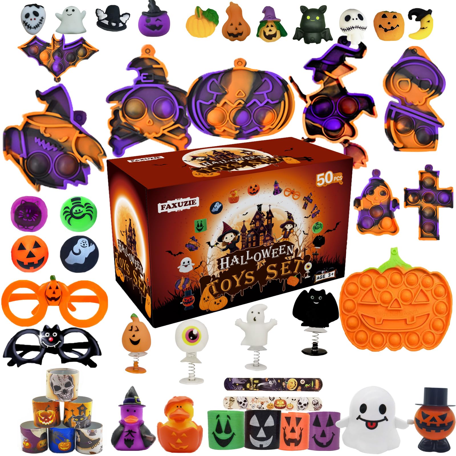 FAXUZIE Halloween Party Favor Toys Set for Kids, Halloween Fidget Toys Set for Children Boys Girls Classroom Prizes,Halloween Birthday Gifts