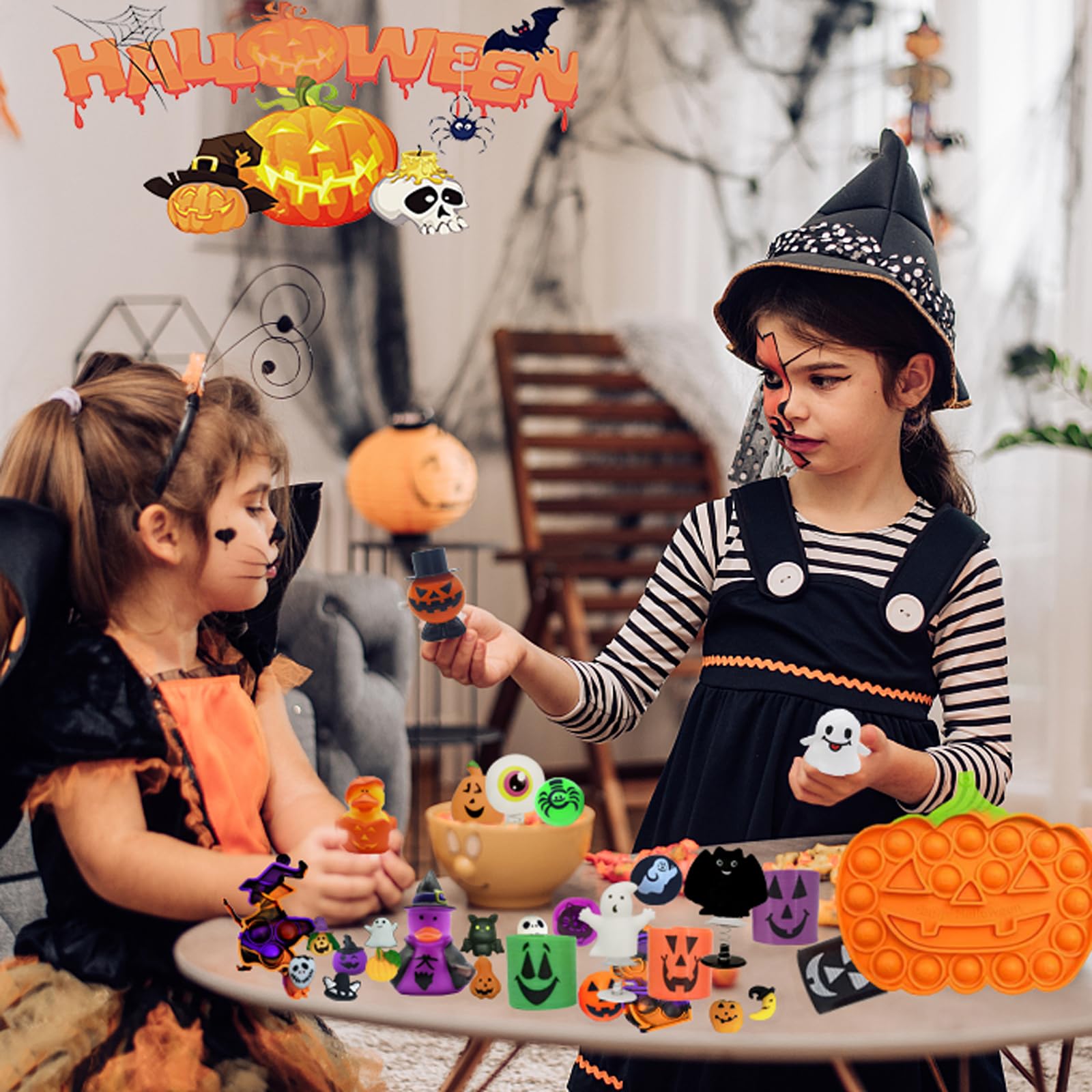 FAXUZIE Halloween Party Favor Toys Set for Kids, Halloween Fidget Toys Set for Children Boys Girls Classroom Prizes,Halloween Birthday Gifts