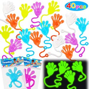 40 Pcs Glow in The Dark Sticky Hands Kids Easter Egg Filler Basket Stuffer Party Favor Supplies Goodie Bag Stuffer Pinata Return Gift Exchange Stretchy Goody Bag Filler Class Prize Carnival Bulk Toy