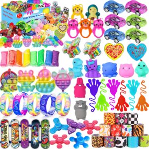 mivanlin 66 pcs party favors for kids, pop fidget treasure box toys, goodie bag fillers, pinata stuffers, treasure chest, carnival prizes, prize box toys for kids classroom