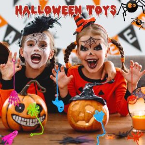 50Pcs Halloween Stretchy Sticky Hands,Party Favors for Kids,Skull Skeleton Bat Ghost Pumpkin Styles Sticky Toys For Goodie Bags,Halloween Exchange Gifts,Treasure Box Fillers and Classroom Prizes