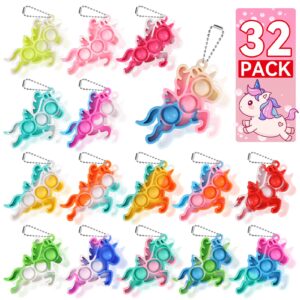 unicorn party favors for kids goodie bags stuffers pop fidget toys bulk its,32 pack unicorn toys pinata stuffers birthday party favors 4-8,8-12 bubbles small kids mini classroom prizes pop keychain it