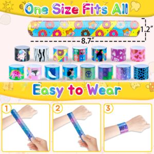 Slap Bracelets Kids Party Favors 48PCS Snap Bracelet Wrist Bands for Boys Girls Birthday Gift Treasure Box Classroom Rewards Goodie Bag Fillers Pinata Stuffers Xmas Easter Valentine Halloween Supplies