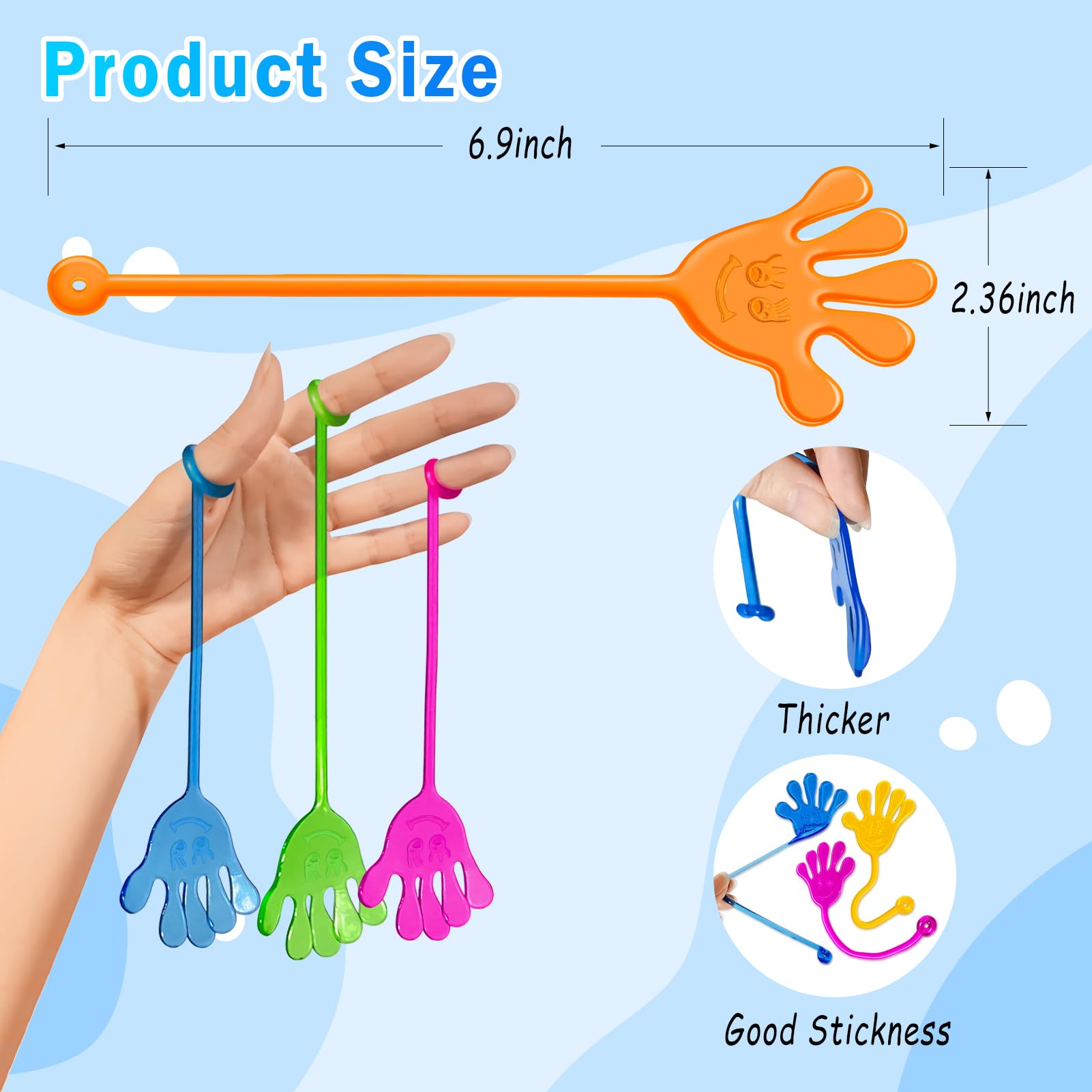 48PCS Sticky Hands Bulk Party Favors for Kids 4-8 8-12 Stretchy Sticky Hand Fidget Toys Goodie Bag Stuffers Treasure Box Toys for Classroom Prizes End of Year Student Gifts Birthday Party Supplies